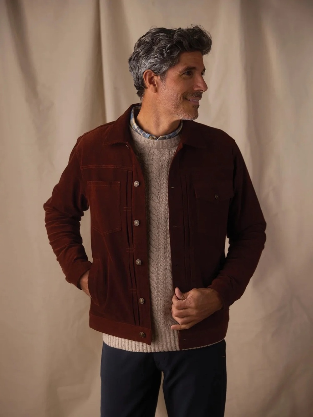 The Normal Brand Men's Cord Type 2 Trucker Jacket in Spice Brandy Color Size M